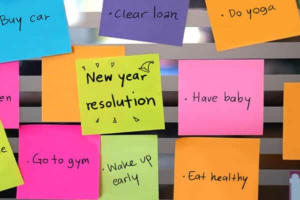 New Years Resolution post it notes
