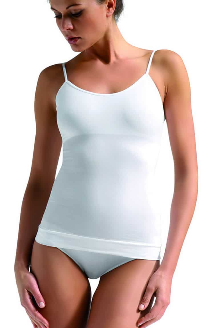 Control Body Shaping Camisole With Spaghetti Straps - Bianco White